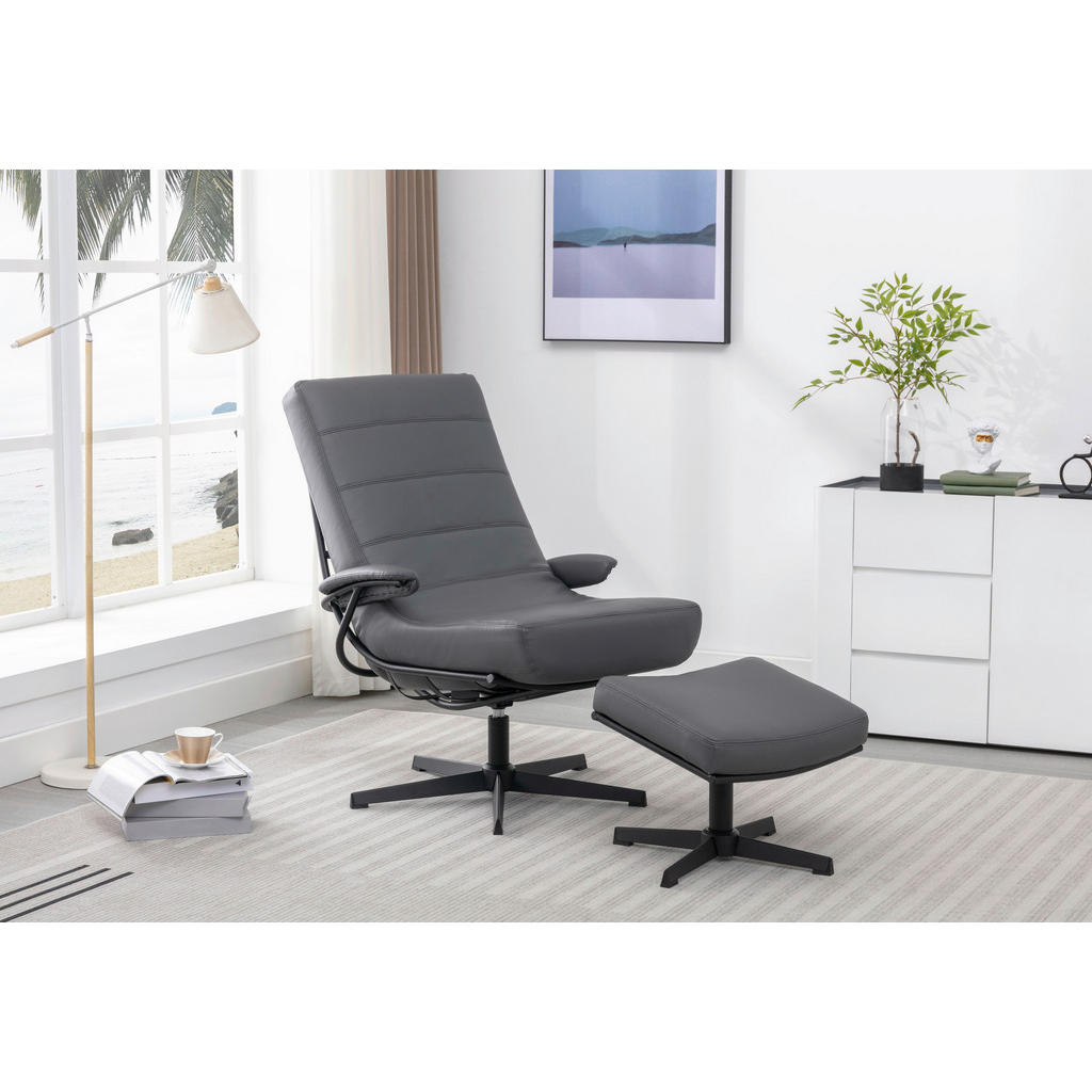 Alternative view of POČIVALNIK S PODNOŽNIKOM, siva tekstil