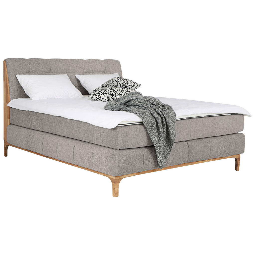 Alternative view of POSTELJA BOXSPRING 160 cm  x 200 cm , les, tekstil, leseni material peščene barve