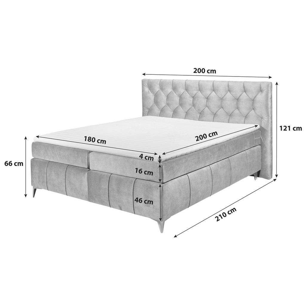 Alternative view of POSTELJA BOXSPRING 180 cm  x 200 cm , tekstil, leseni material antracit