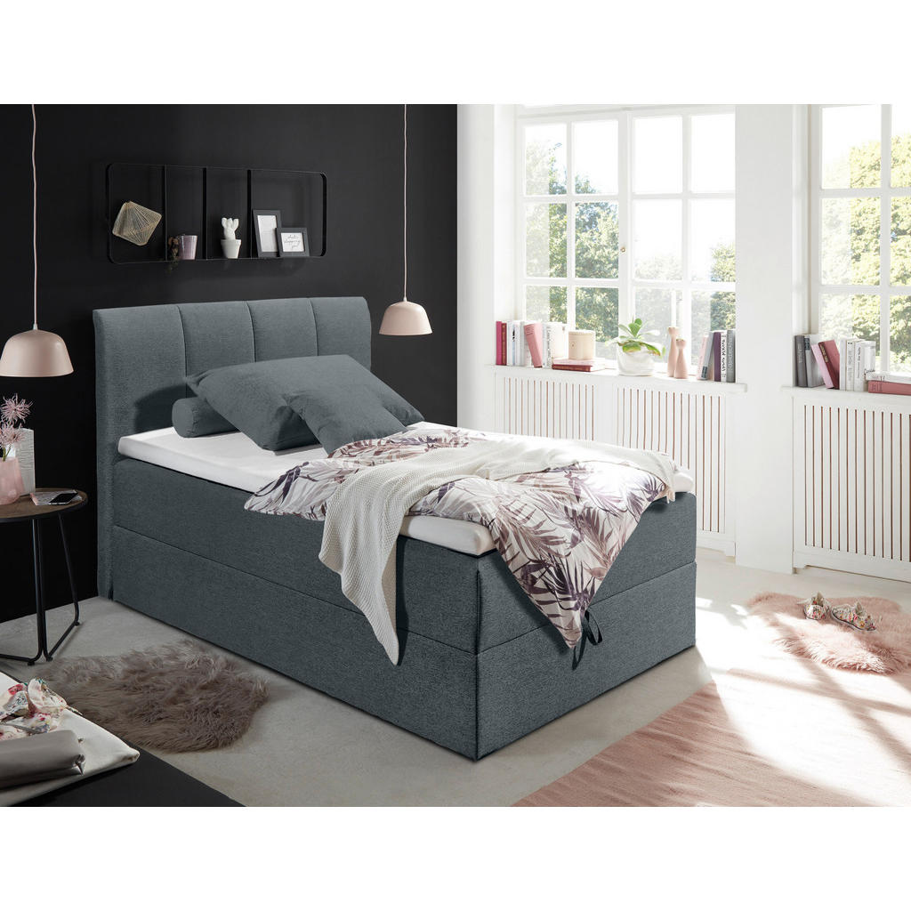 POSTELJA BOXSPRING 120 cm  x 200 cm , tekstil antracit