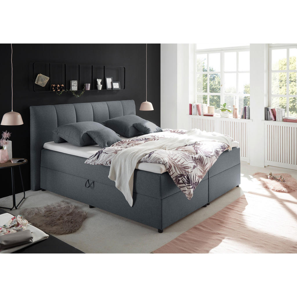 POSTELJA BOXSPRING 180 cm  x 200 cm , tekstil antracit