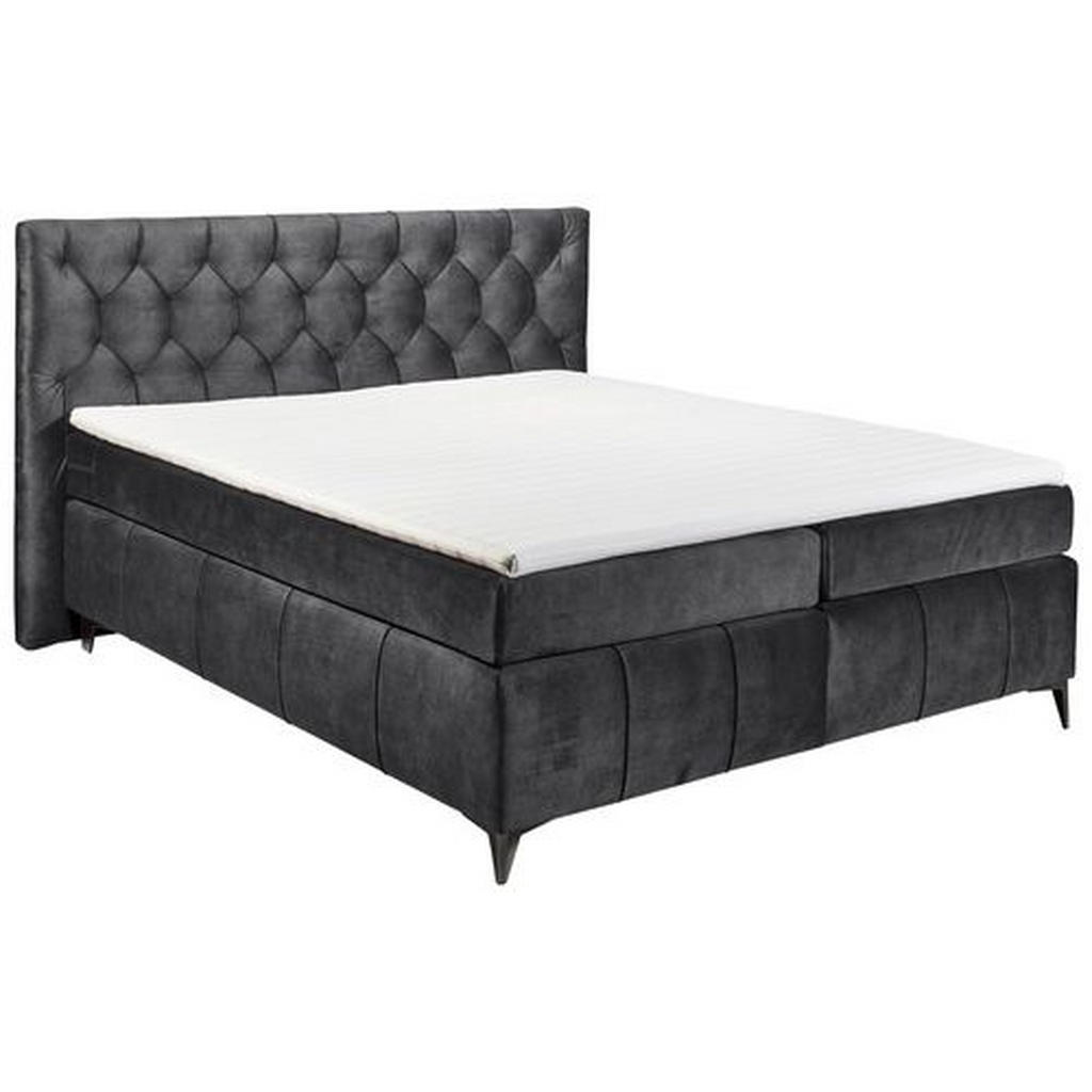 POSTELJA BOXSPRING 180 cm  x 200 cm , tekstil, leseni material antracit