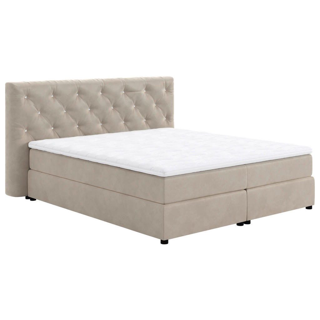 Alternative view of POSTELJA BOXSPRING 140 cm  x 200 cm , tekstil, leseni material bež