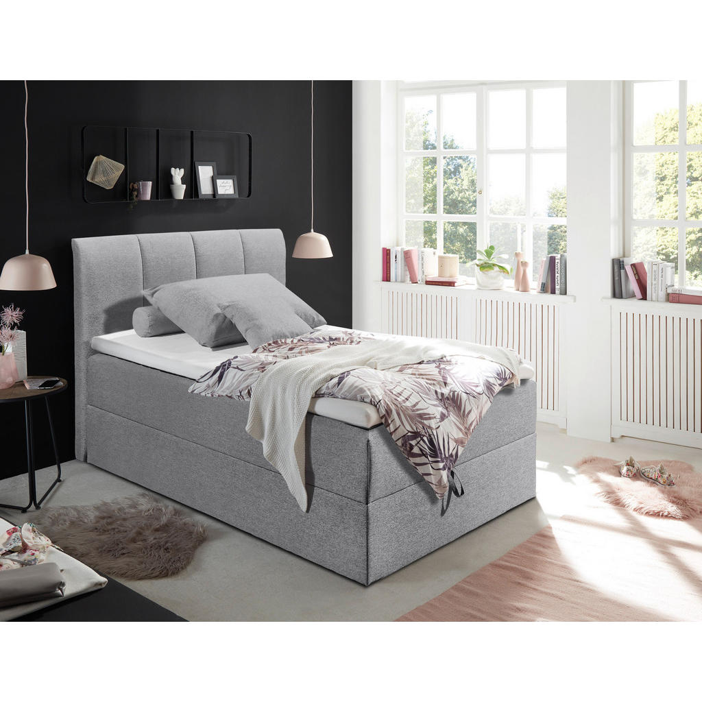 POSTELJA BOXSPRING 120 cm  x 200 cm , tekstil siva