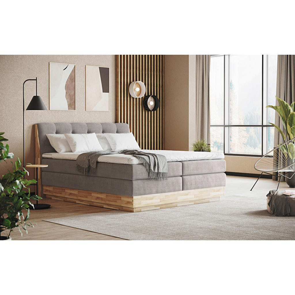 Alternative view of POSTELJA BOXSPRING 160 cm  x 200 cm , tekstil svetlo siva