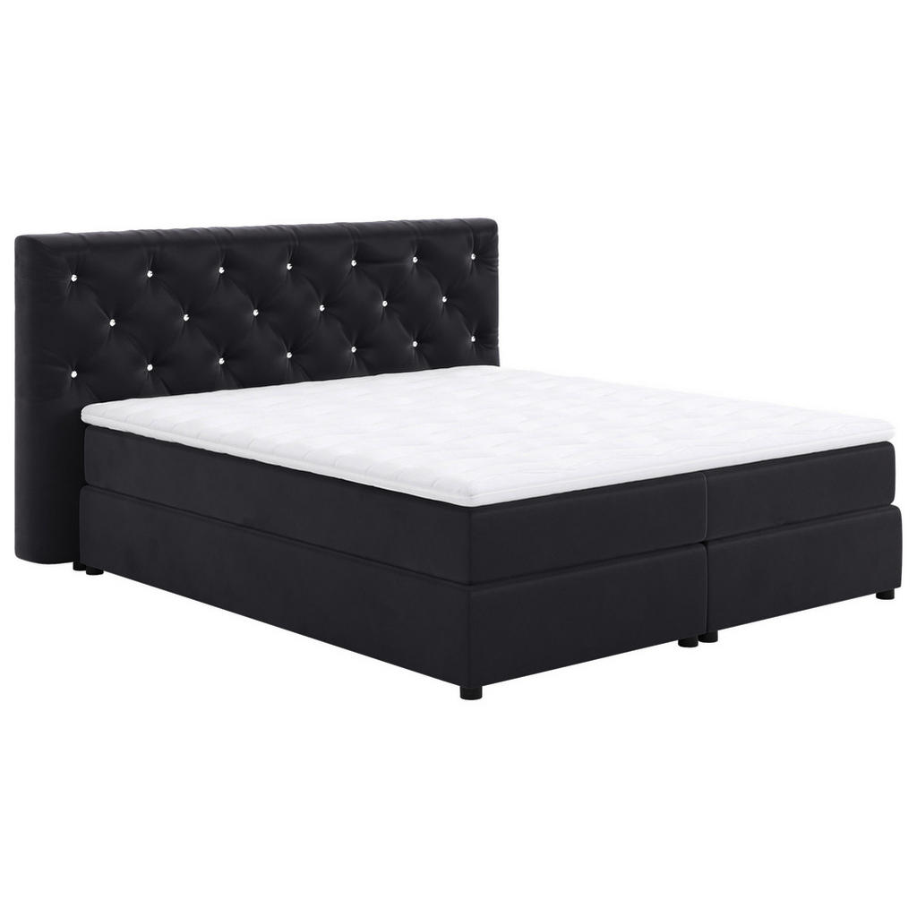 Alternative view of POSTELJA BOXSPRING 140 cm  x 200 cm , tekstil, leseni material črna