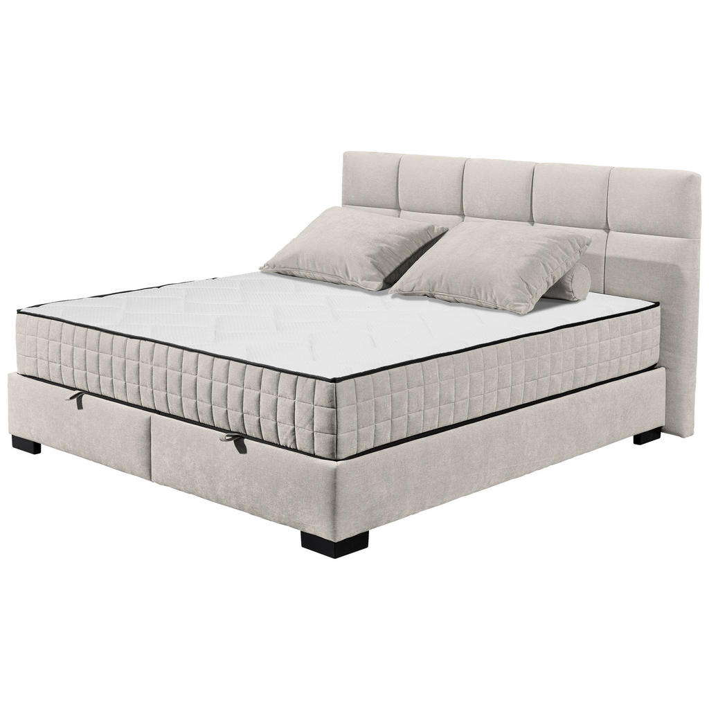 POSTELJA Z VZMETNICO 160 cm x 200 cm , tekstil, leseni material bež - slika 3