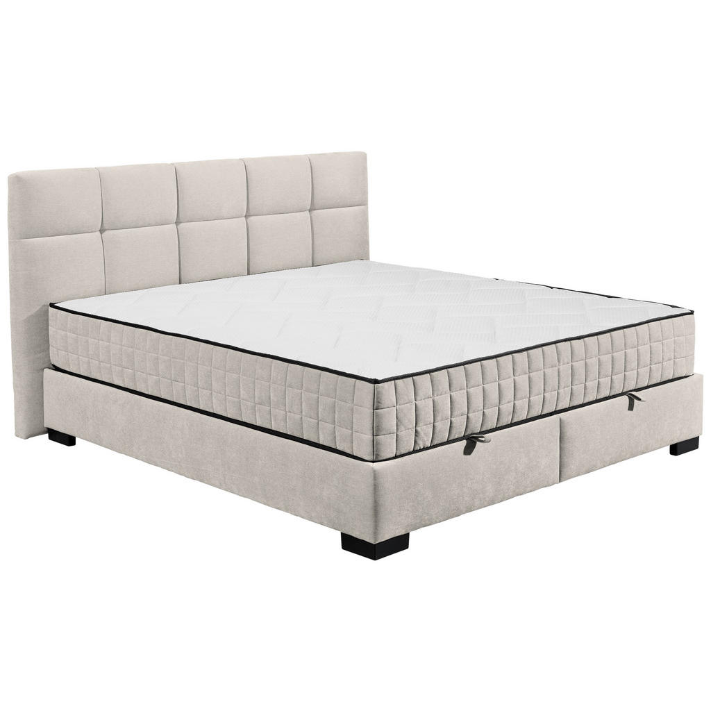 POSTELJA Z VZMETNICO 160 cm  x 200 cm , tekstil, leseni material bež
