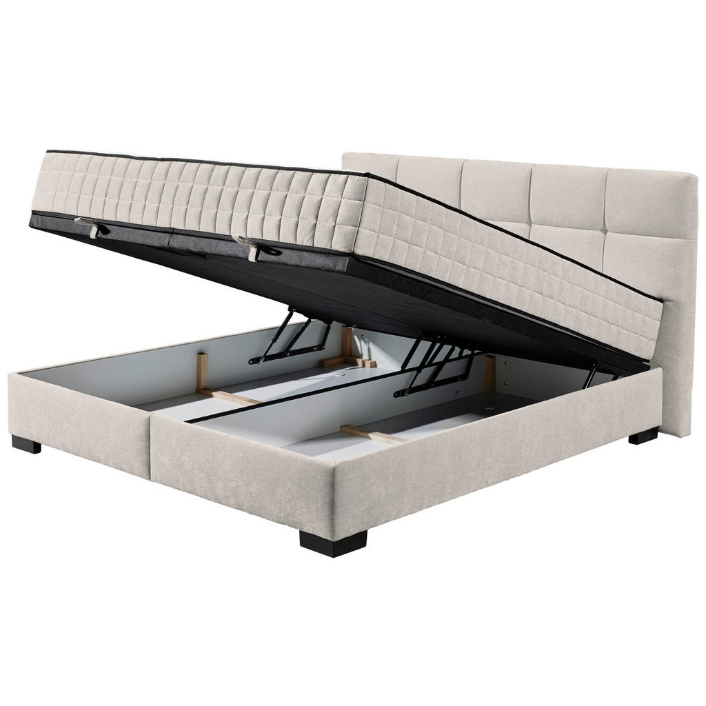 POSTELJA Z VZMETNICO 160 cm x 200 cm , tekstil, leseni material bež - slika 4