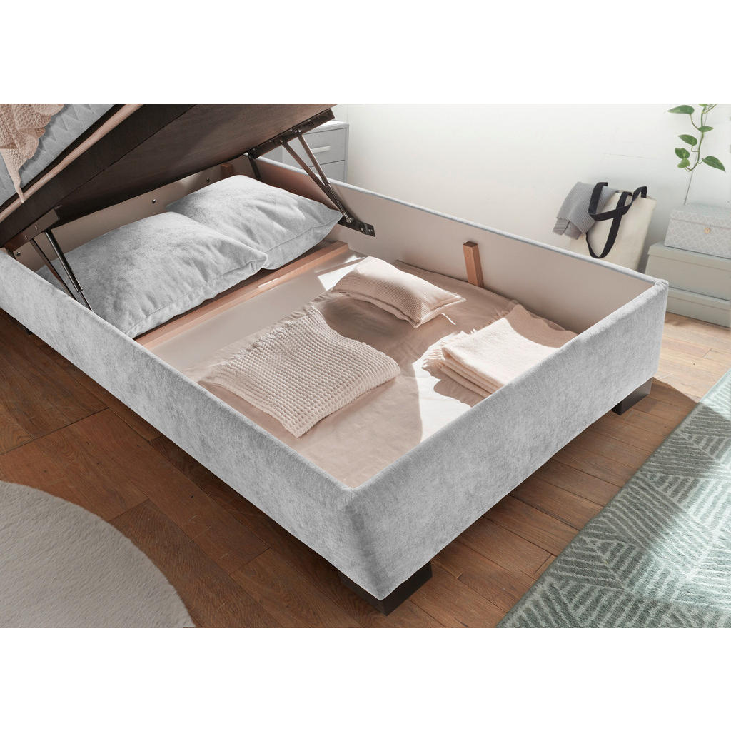 POSTELJA Z VZMETNICO 120 cm x 200 cm , tekstil, leseni material svetlo siva - slika 5