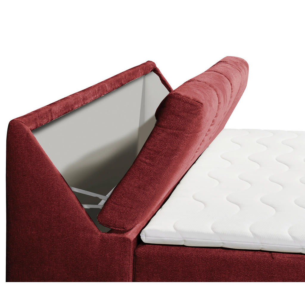POSTELJA Z VZMETNICO 120 cm x 200 cm , tekstil, leseni material rdeča - slika 3