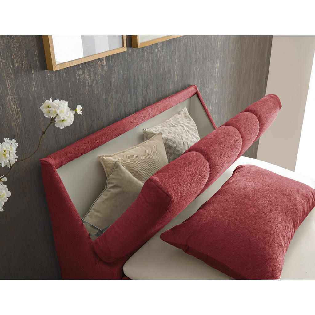 POSTELJA Z VZMETNICO 120 cm x 200 cm , tekstil, leseni material rdeča - slika 4