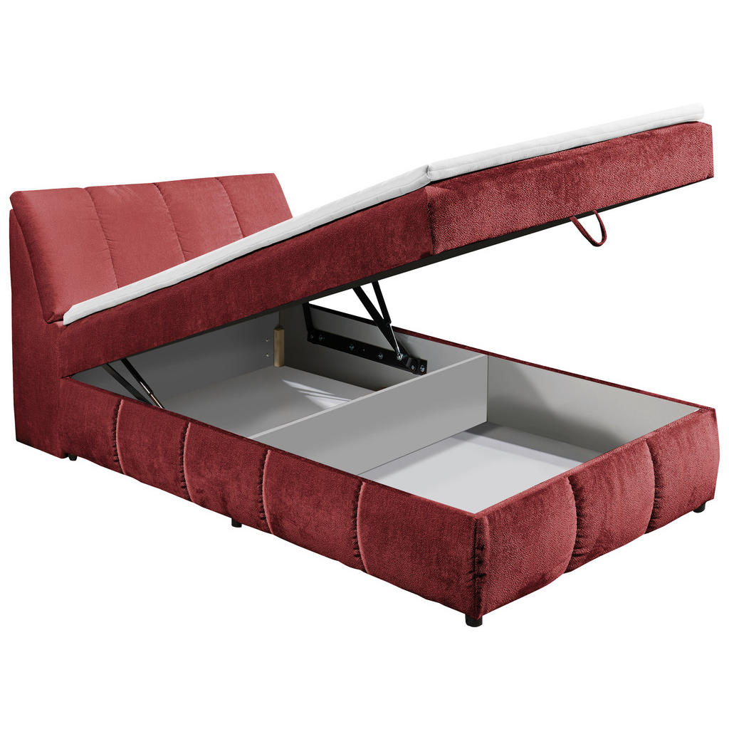 POSTELJA Z VZMETNICO 120 cm x 200 cm , tekstil, leseni material rdeča - slika 5