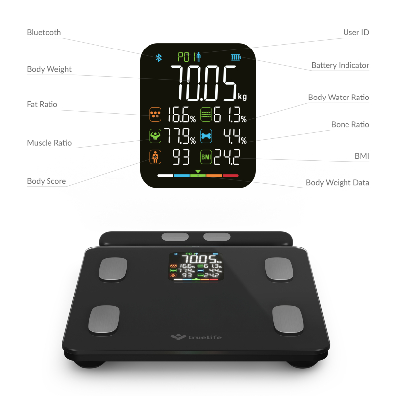 TrueLife pametna tehtnica W8 Black - slika 4