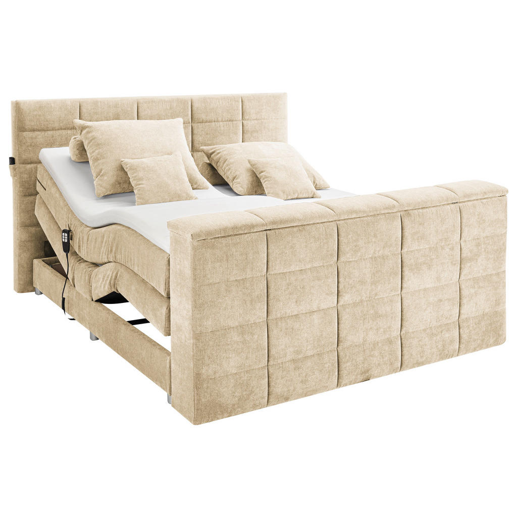 POSTELJA BOXSPRING 180 cm x 200 cm , tekstil peščene barve