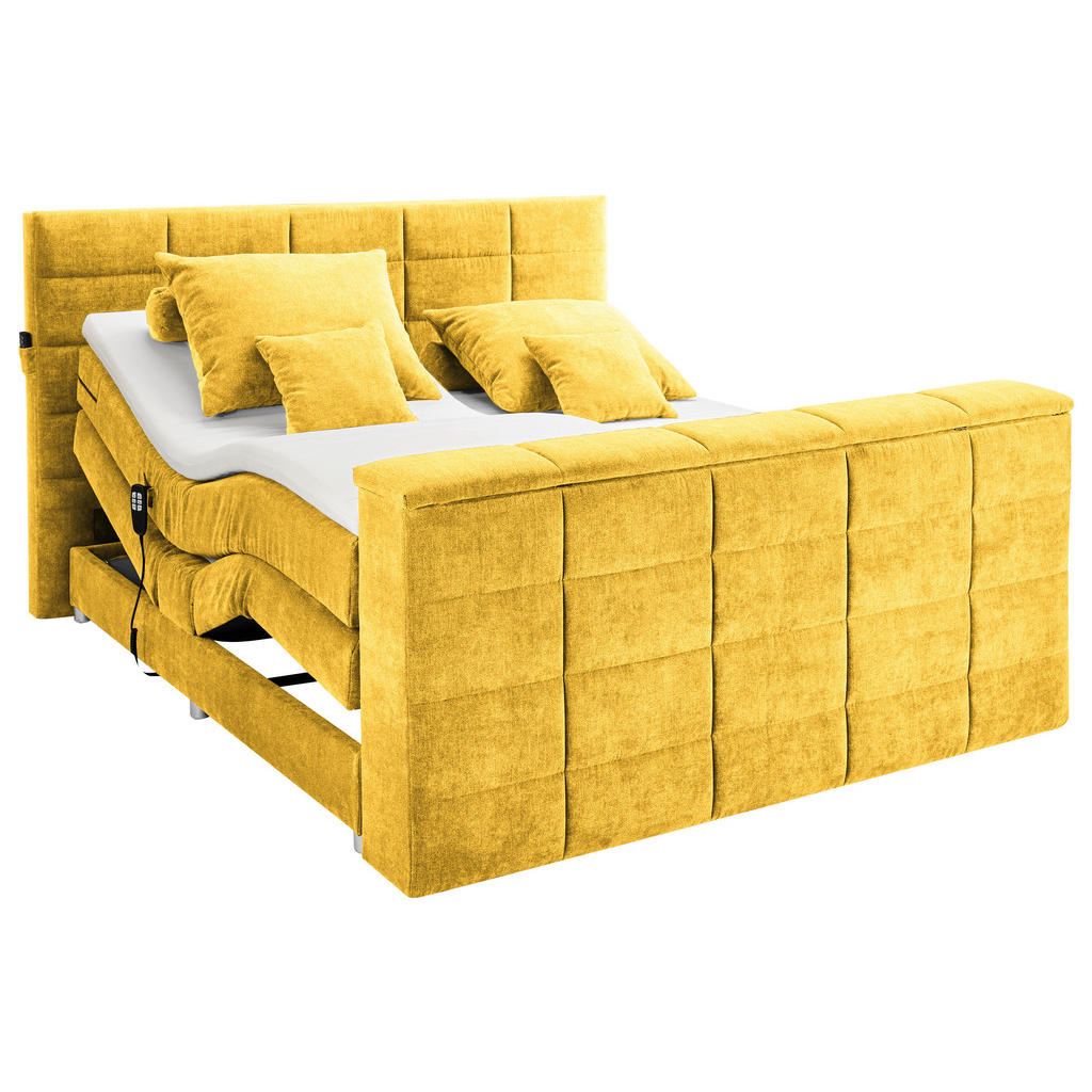 POSTELJA BOXSPRING 180 cm x 200 cm , tekstil rumena