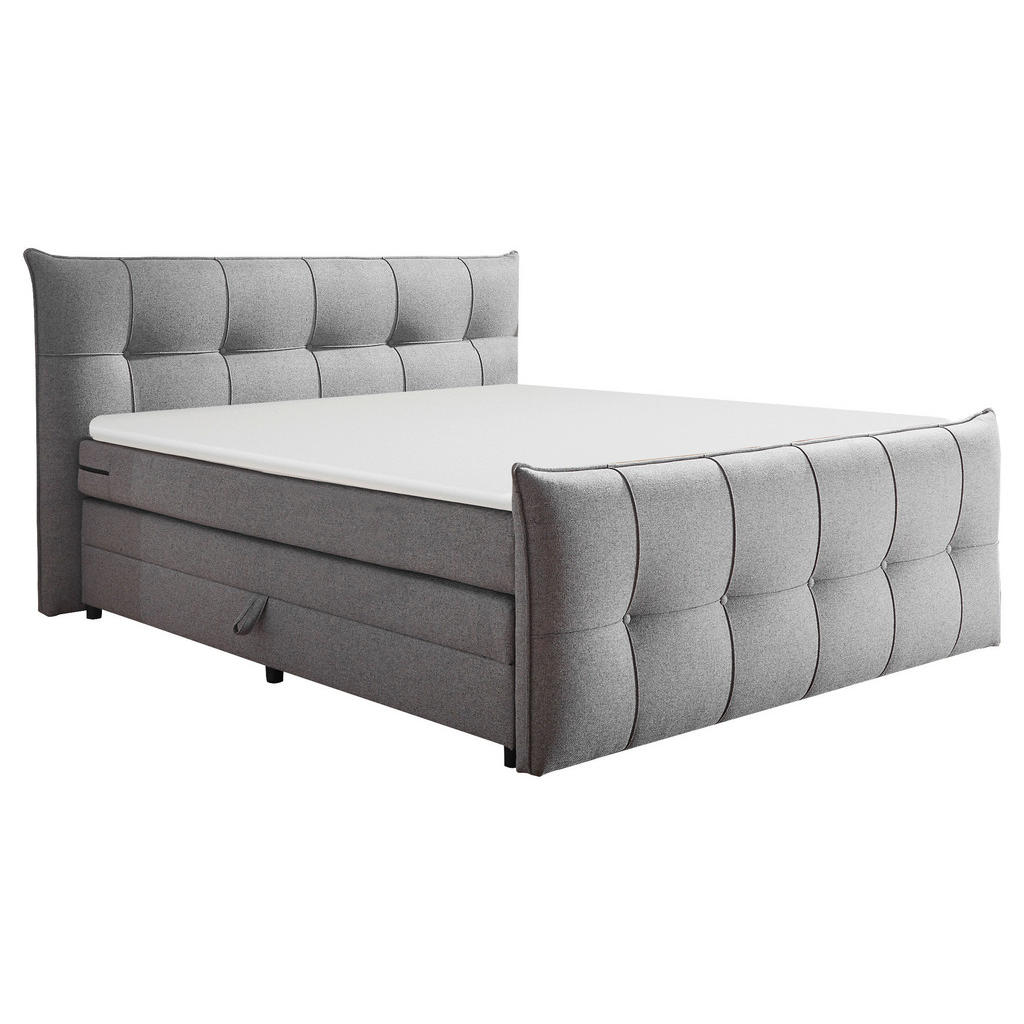 POSTELJA BOXSPRING 160 cm x 200 cm , tekstil, leseni material temno siva