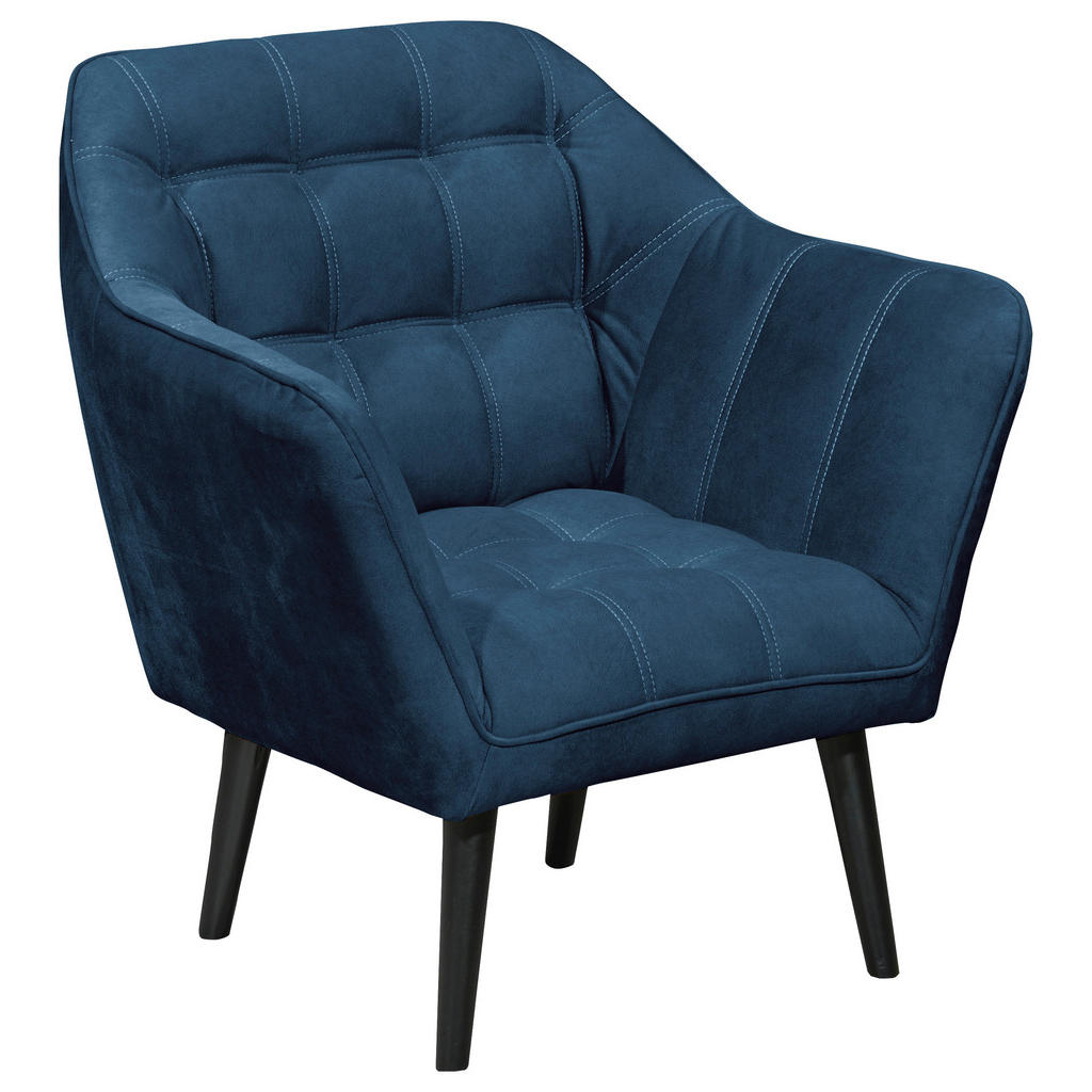 KOKTAJL FOTELJ, modra tekstil, leseni material