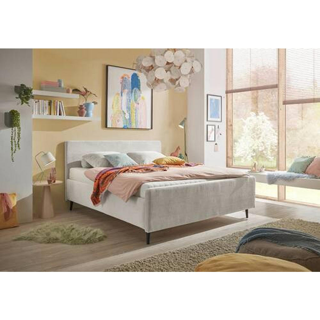 OBLAZINJENA POSTELJA 180 cm x 200 cm , tekstil, leseni material krem barve - slika 2
