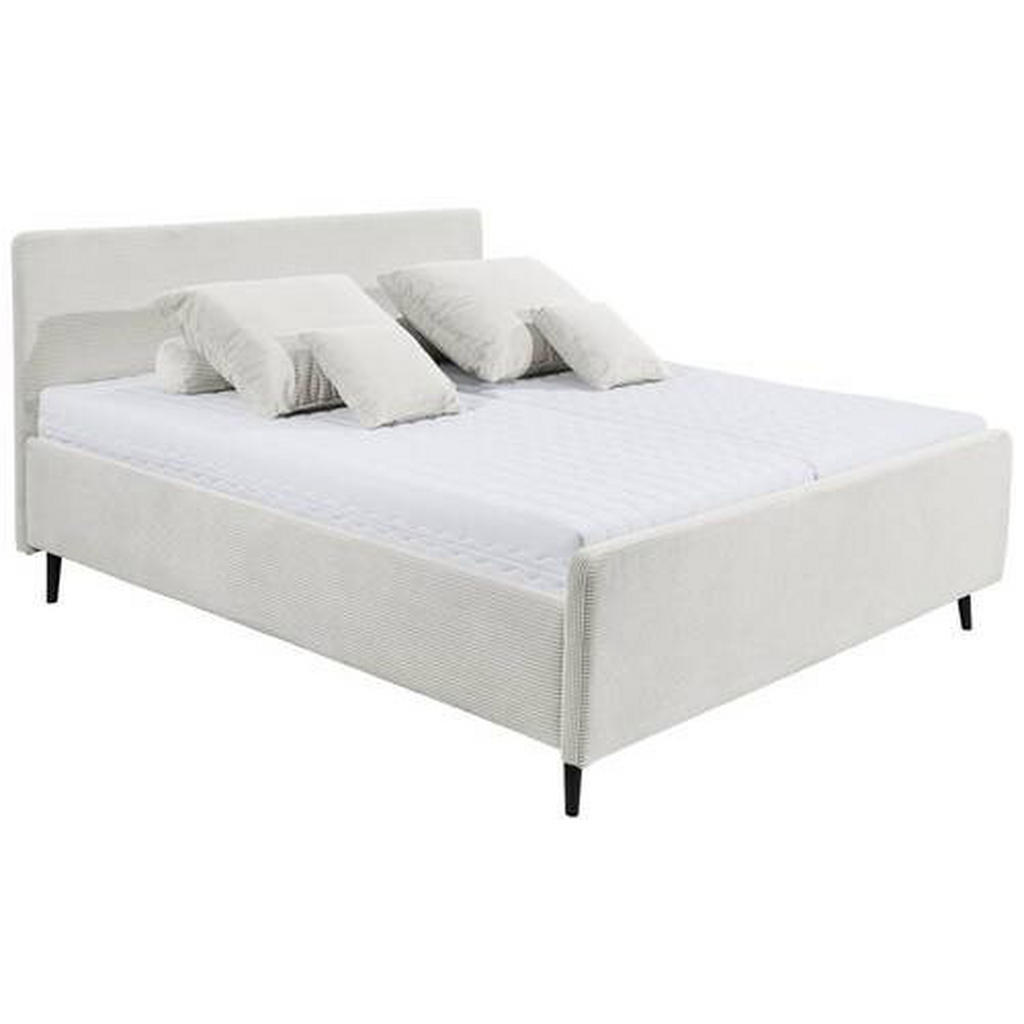 OBLAZINJENA POSTELJA 180 cm x 200 cm , tekstil, leseni material krem barve - slika 3