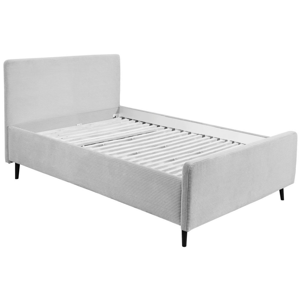 OBLAZINJENA POSTELJA 120 cm x 200 cm , tekstil, leseni material svetlo siva - slika 5
