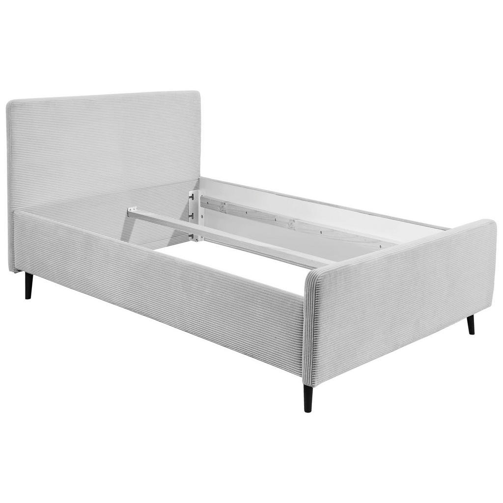 OBLAZINJENA POSTELJA 120 cm x 200 cm , tekstil, leseni material svetlo siva - slika 6