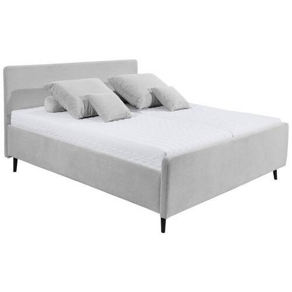 OBLAZINJENA POSTELJA 180 cm x 200 cm , tekstil, leseni material svetlo siva - slika 3