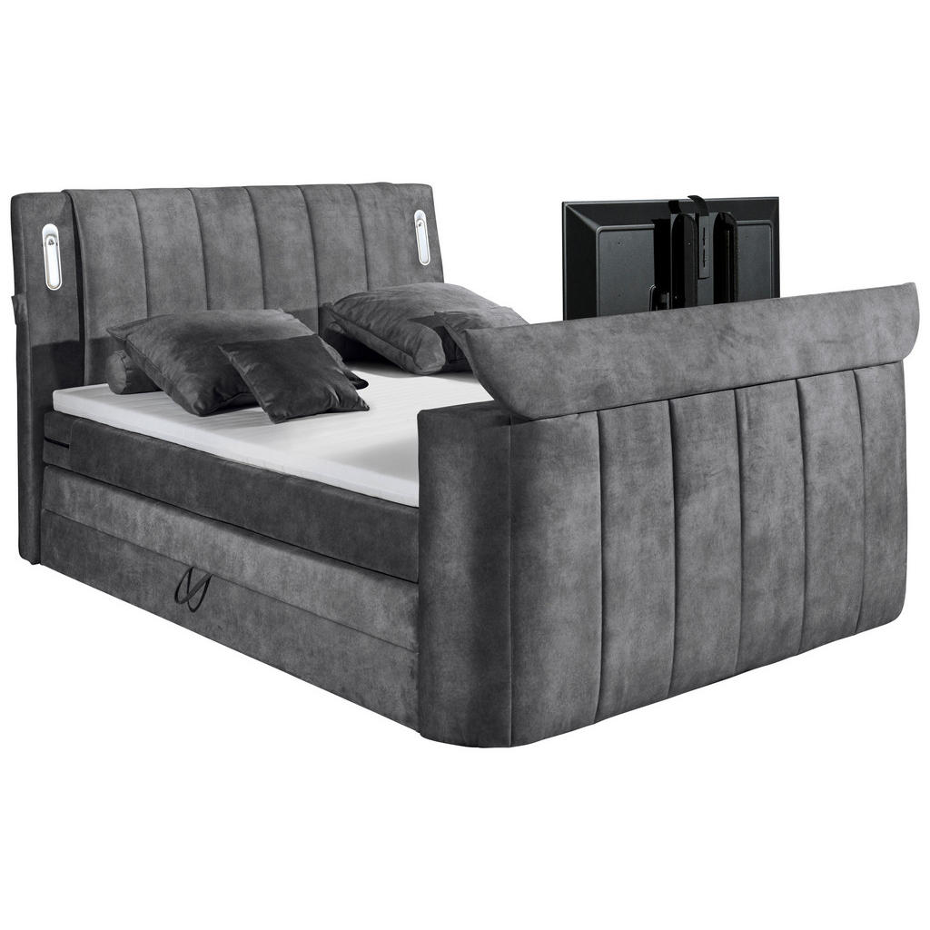 POSTELJA BOXSPRING 180 cm x 200 cm , tekstil, leseni material antracit - slika 2