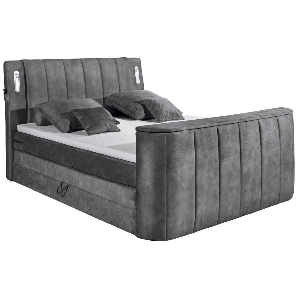 POSTELJA BOXSPRING 180 cm x 200 cm , tekstil, leseni material antracit - slika 3