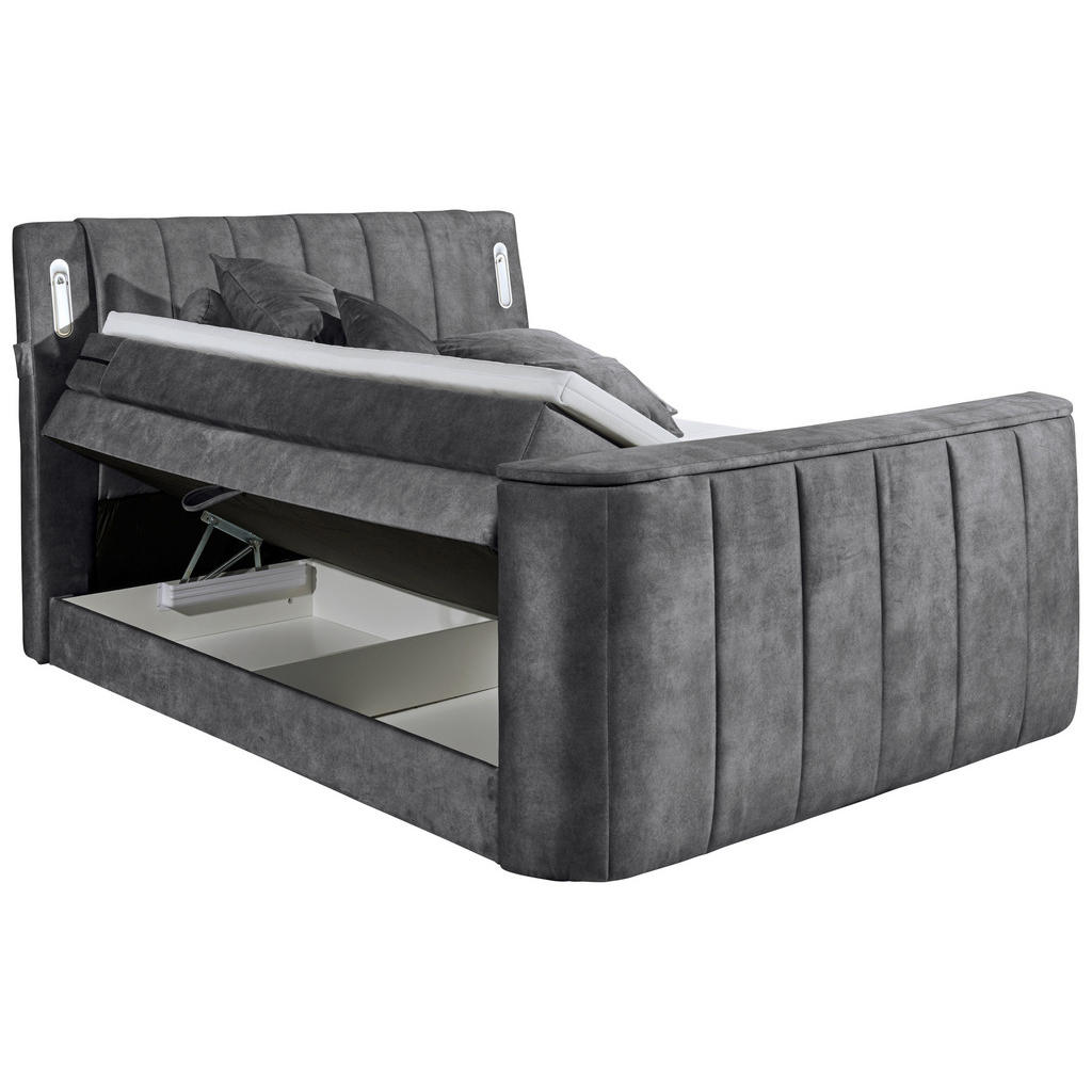 POSTELJA BOXSPRING 180 cm x 200 cm , tekstil, leseni material antracit - slika 4