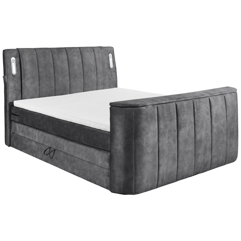 POSTELJA BOXSPRING 180 cm x 200 cm , tekstil, leseni material antracit - slika 6