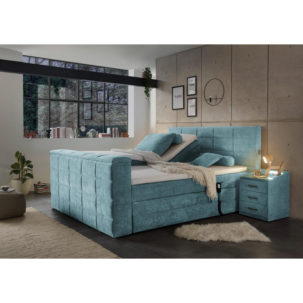 POSTELJA BOXSPRING 180 cm x 200 cm , tekstil barve petroleja - slika 2