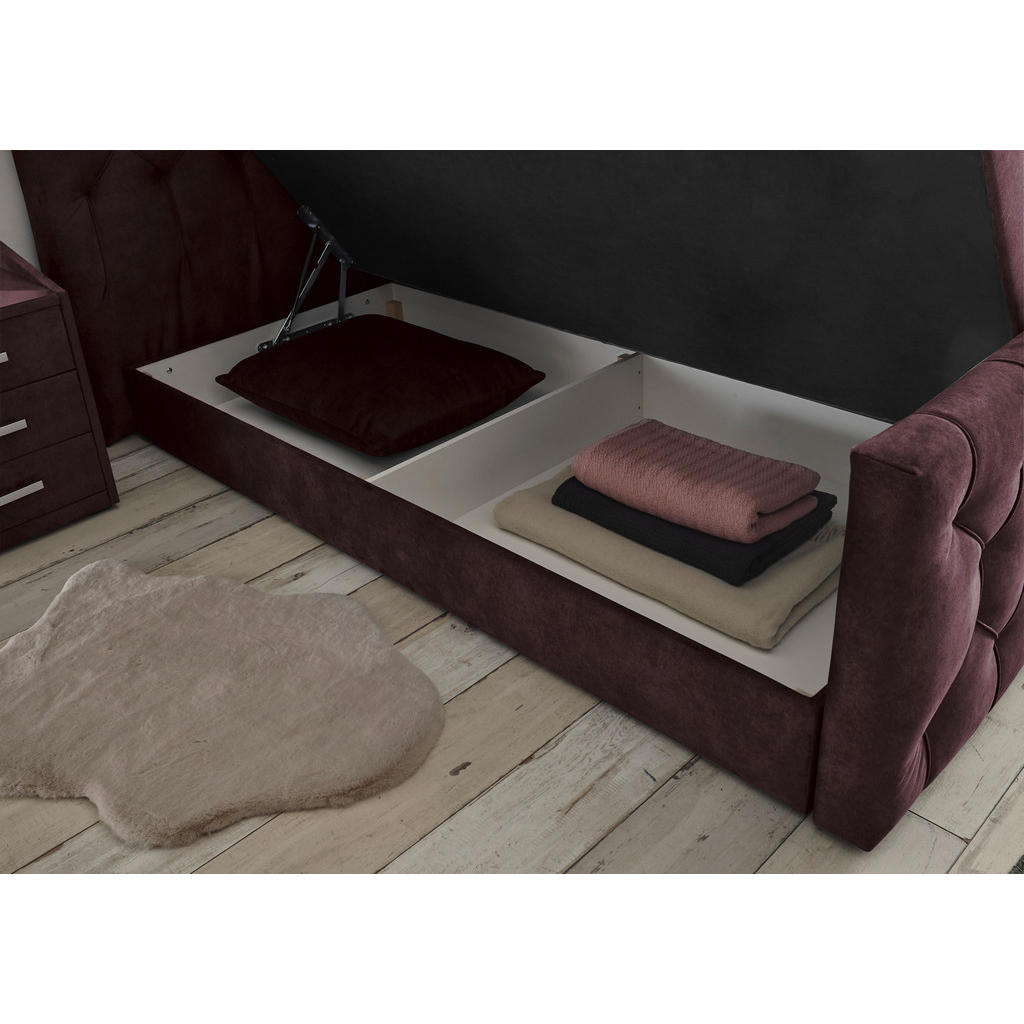 POSTELJA BOXSPRING 180 cm x 200 cm , tekstil, leseni material barve jajčevca - slika 3