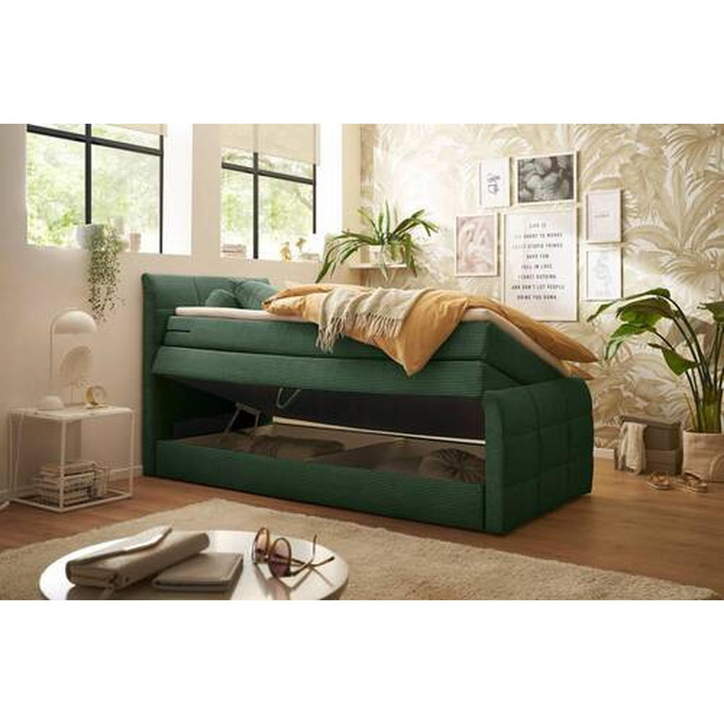 POSTELJA BOXSPRING 120 cm x 200 cm , tekstil, leseni material olivno zelena - slika 5