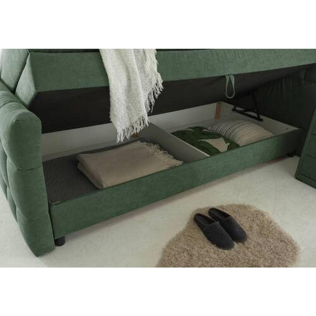 POSTELJA BOXSPRING 180 cm x 200 cm , tekstil, leseni material olivno zelena - slika 5