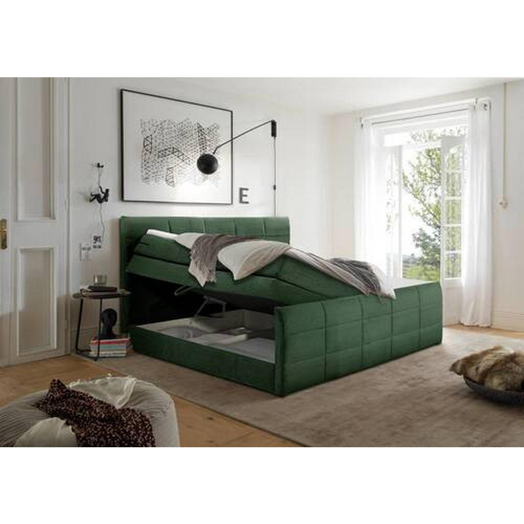 POSTELJA BOXSPRING 180 cm x 200 cm , tekstil, leseni material olivno zelena - slika 6