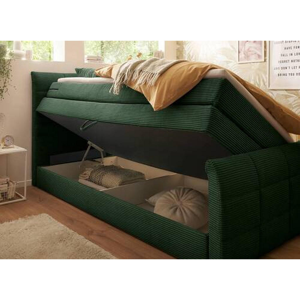 POSTELJA BOXSPRING 120 cm x 200 cm , tekstil, leseni material olivno zelena - slika 4