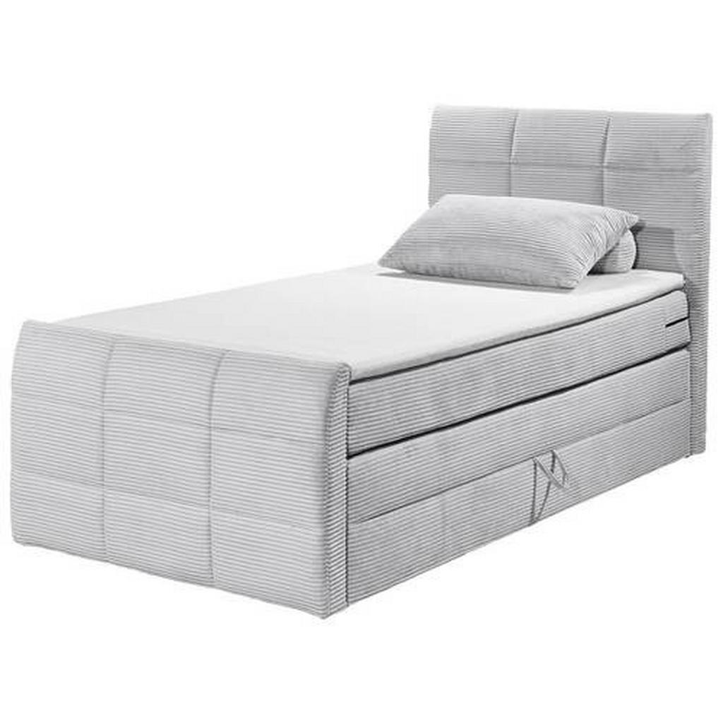 POSTELJA BOXSPRING 120 cm x 200 cm , tekstil, leseni material svetlo siva - slika 6