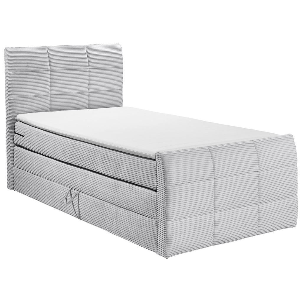 POSTELJA BOXSPRING 120 cm x 200 cm , tekstil, leseni material svetlo siva - slika 2