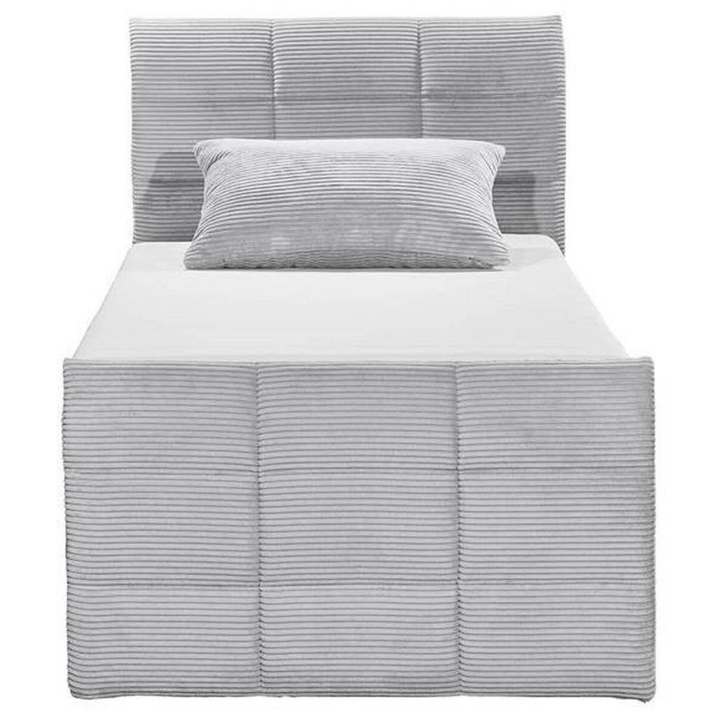 POSTELJA BOXSPRING 120 cm x 200 cm , tekstil, leseni material svetlo siva - slika 4