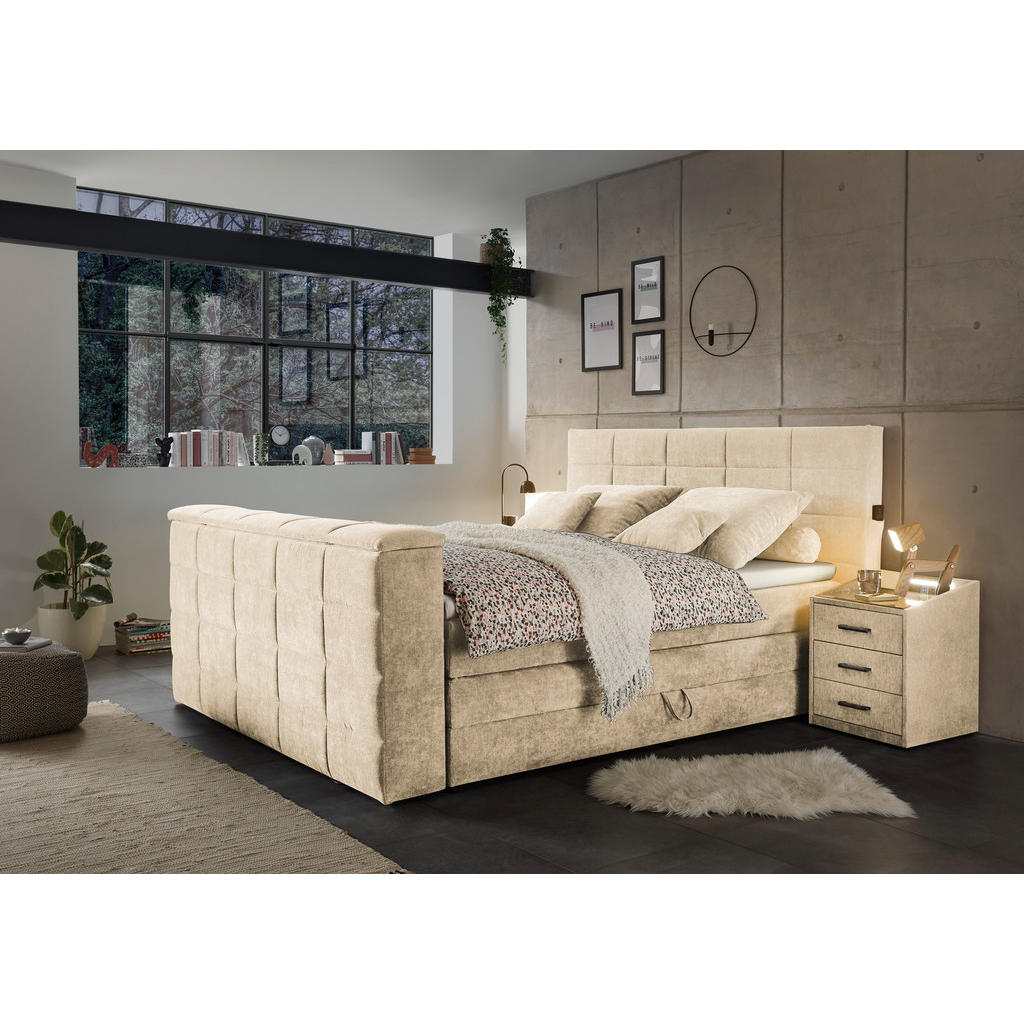 POSTELJA BOXSPRING 180 cm x 200 cm , tekstil peščene barve - slika 2