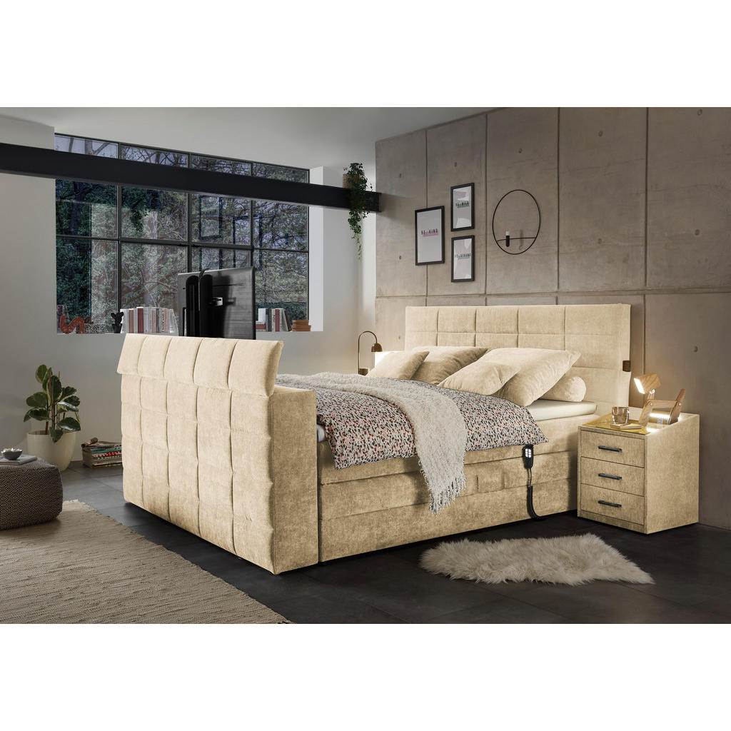 POSTELJA BOXSPRING 180 cm x 200 cm , tekstil peščene barve - slika 6