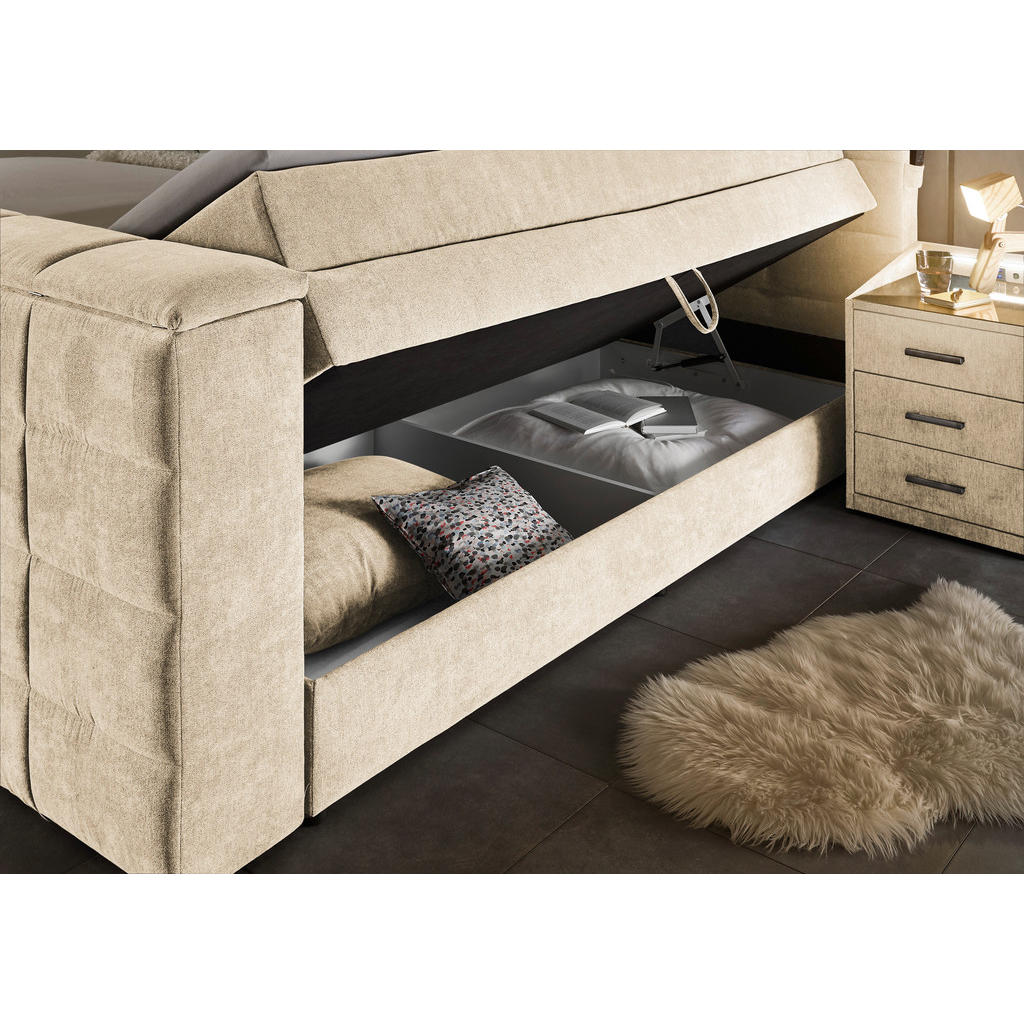 POSTELJA BOXSPRING 180 cm x 200 cm , tekstil peščene barve - slika 3