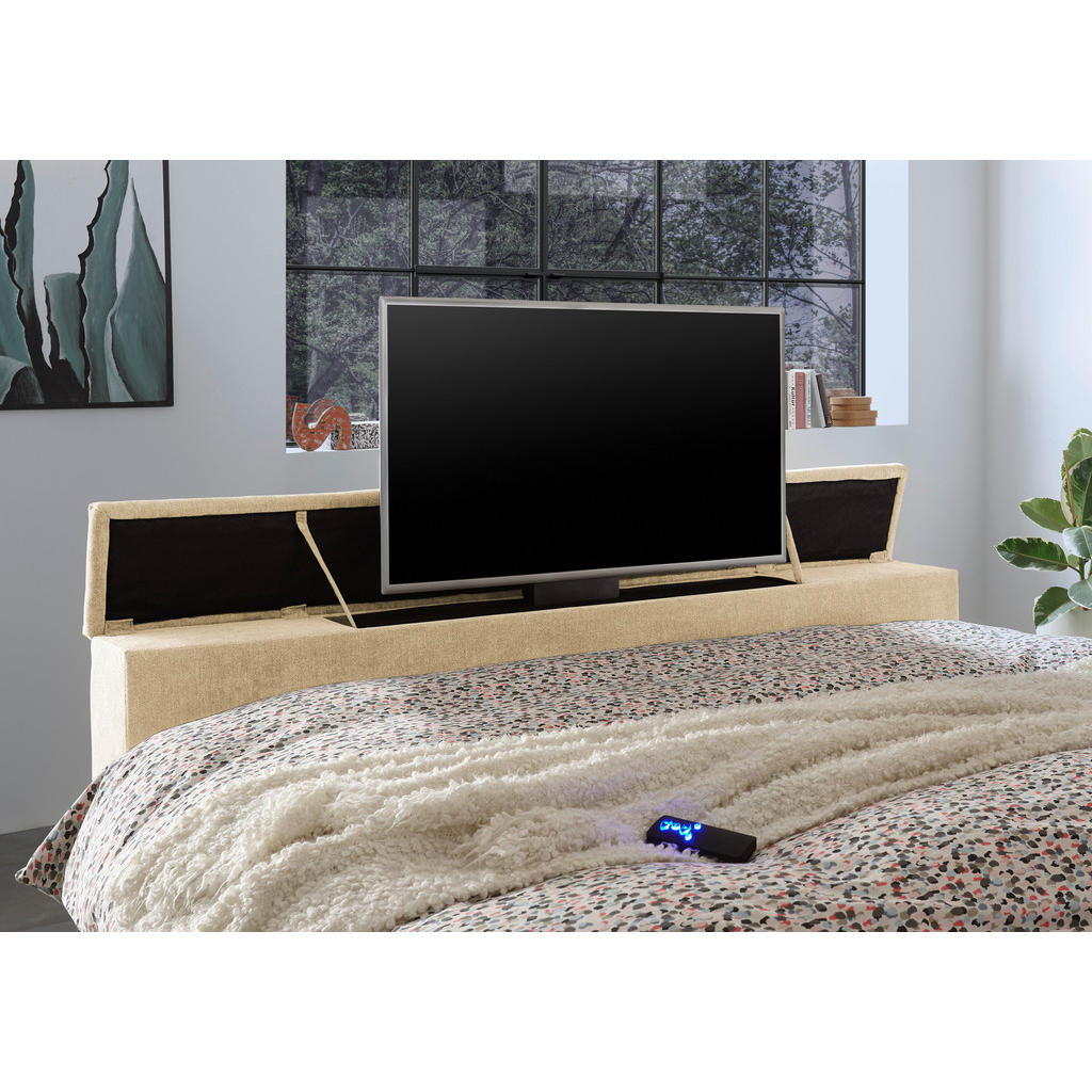 POSTELJA BOXSPRING 180 cm x 200 cm , tekstil peščene barve - slika 4