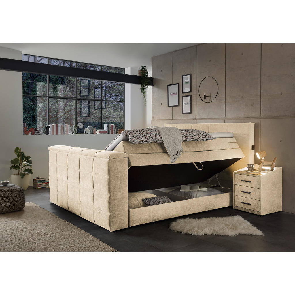POSTELJA BOXSPRING 180 cm x 200 cm , tekstil peščene barve - slika 6