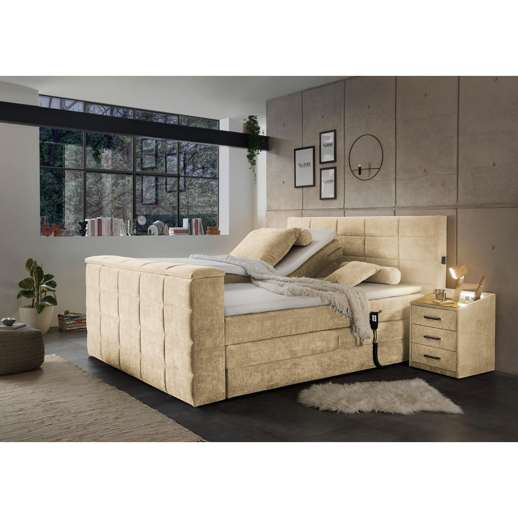 POSTELJA BOXSPRING 180 cm x 200 cm , tekstil peščene barve - slika 2