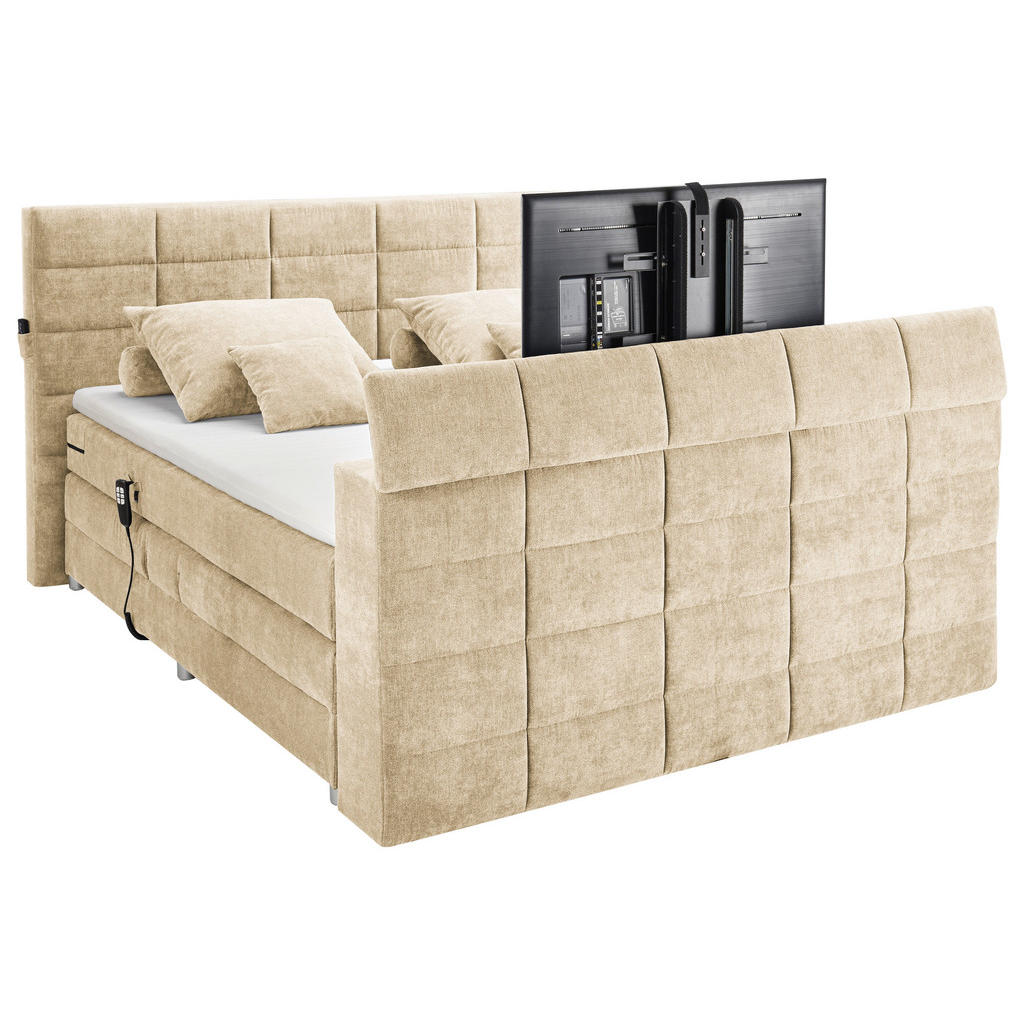 POSTELJA BOXSPRING 180 cm x 200 cm , tekstil peščene barve - slika 4