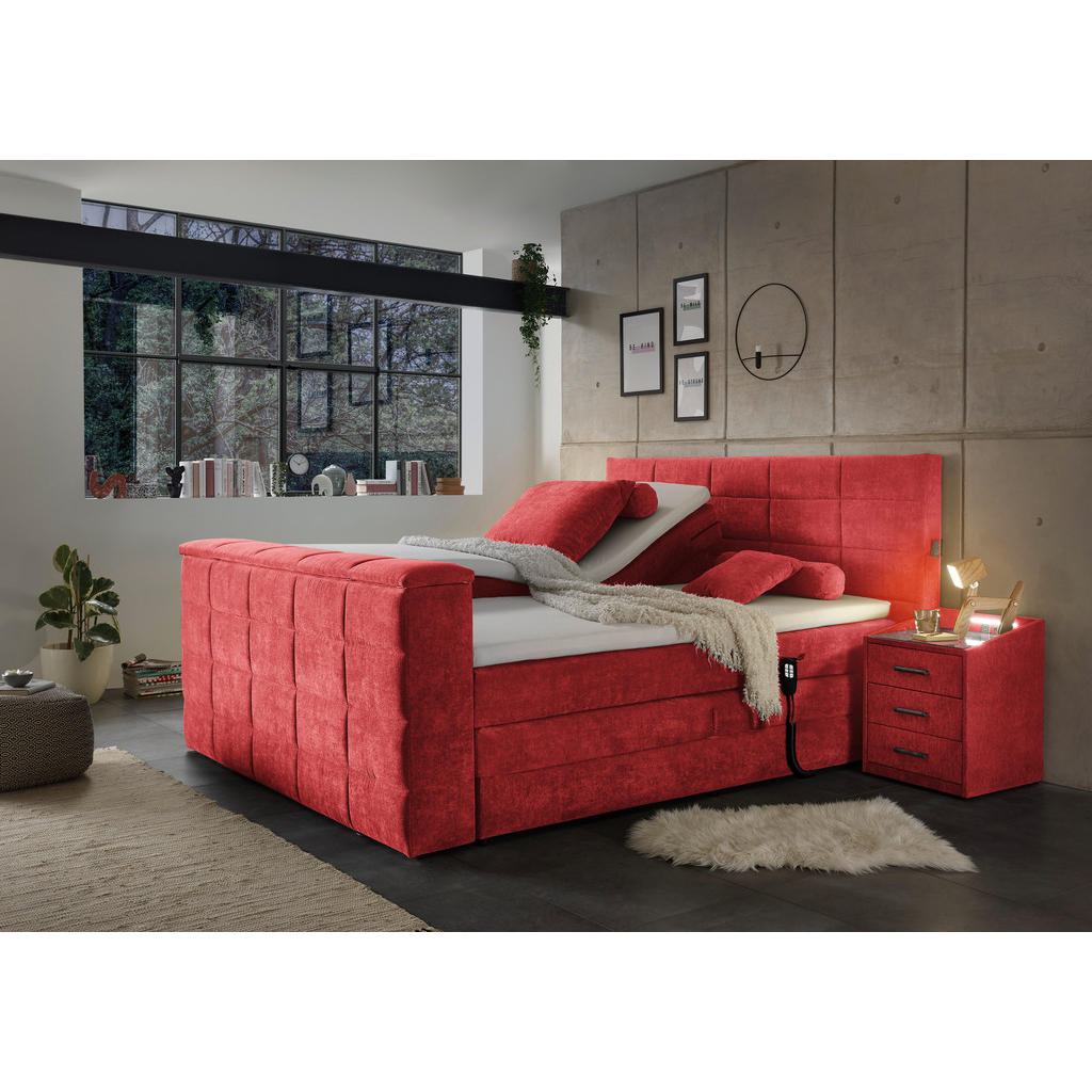POSTELJA BOXSPRING 180 cm x 200 cm , tekstil rdeča - slika 2