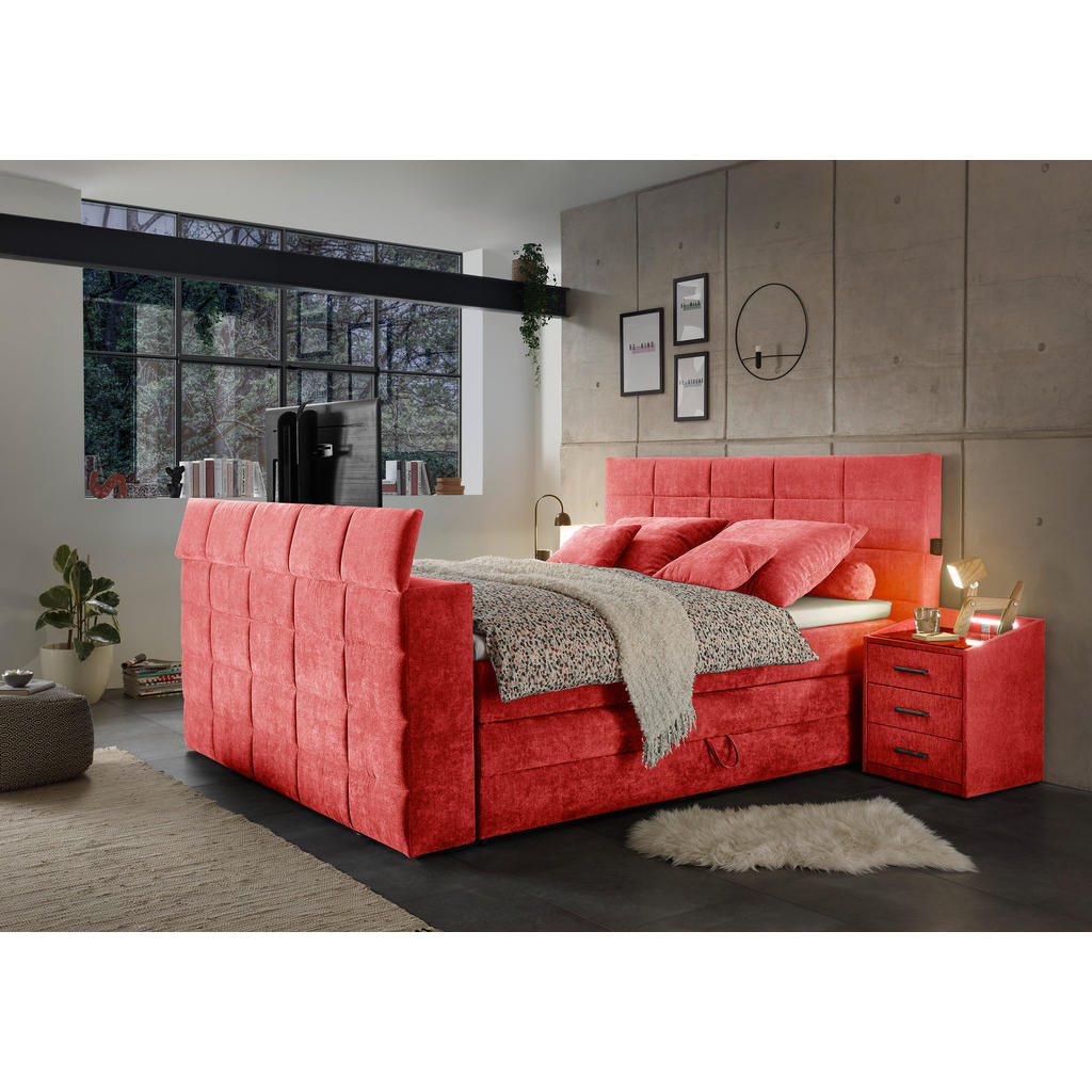POSTELJA BOXSPRING 180 cm x 200 cm , tekstil rdeča - slika 5