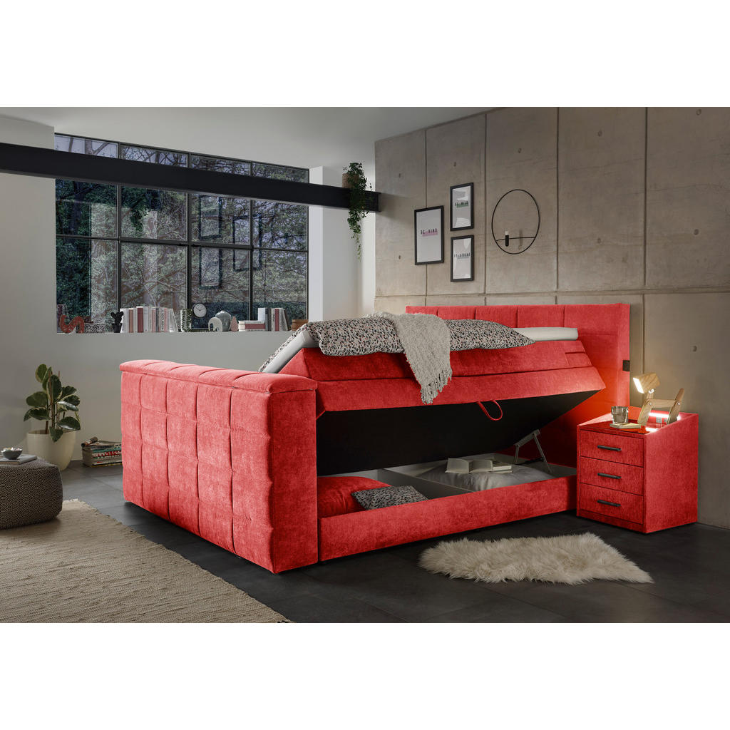 POSTELJA BOXSPRING 180 cm x 200 cm , tekstil rdeča - slika 6